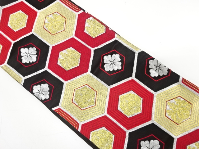 JAPANESE KIMONO / ANTIQUE FUKURO OBI / WOVEN KIKKO PATTERN